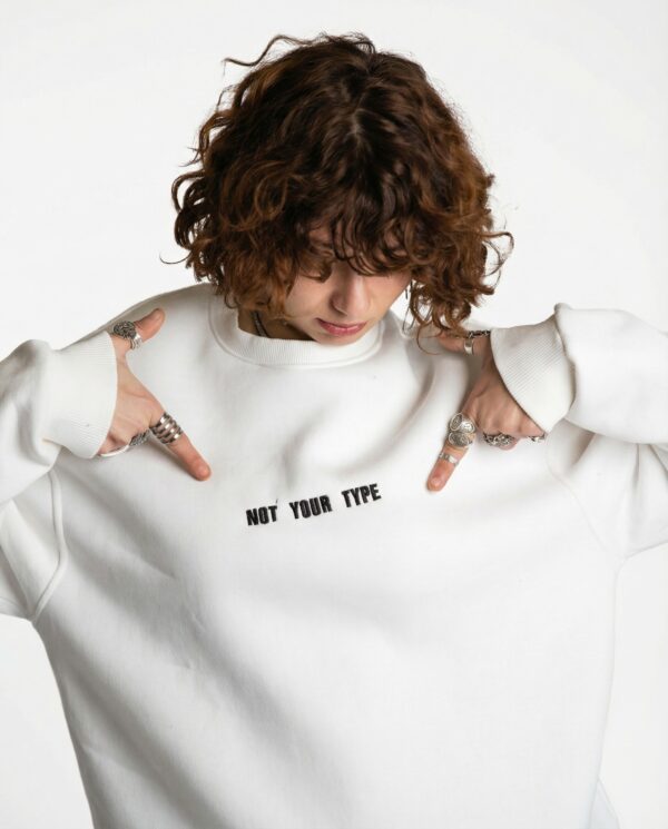 white crewneck sweatshirt